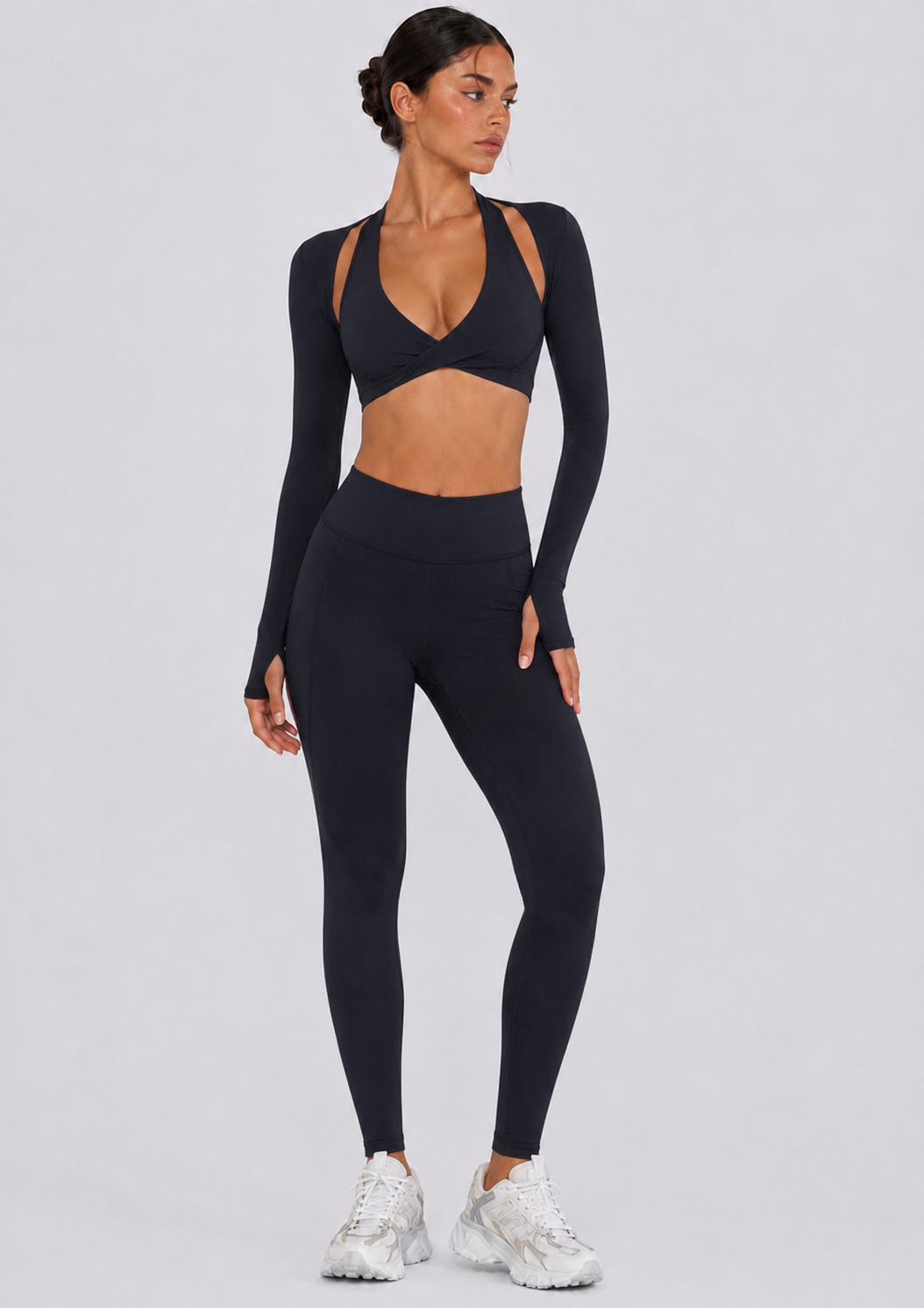 Flow V-Neck Long Sleeves | Black