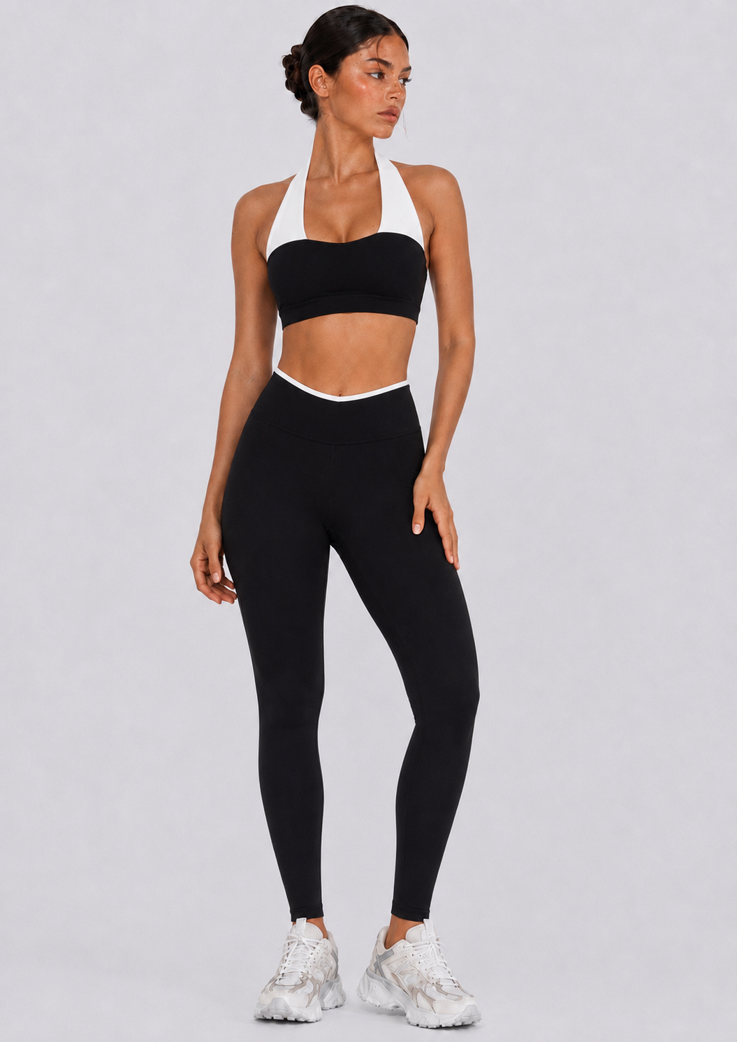 Flow Contrast Sports Bra | Black