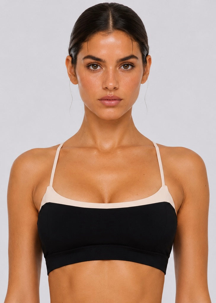 NaluScuplt Contrast Sport Bra | Black