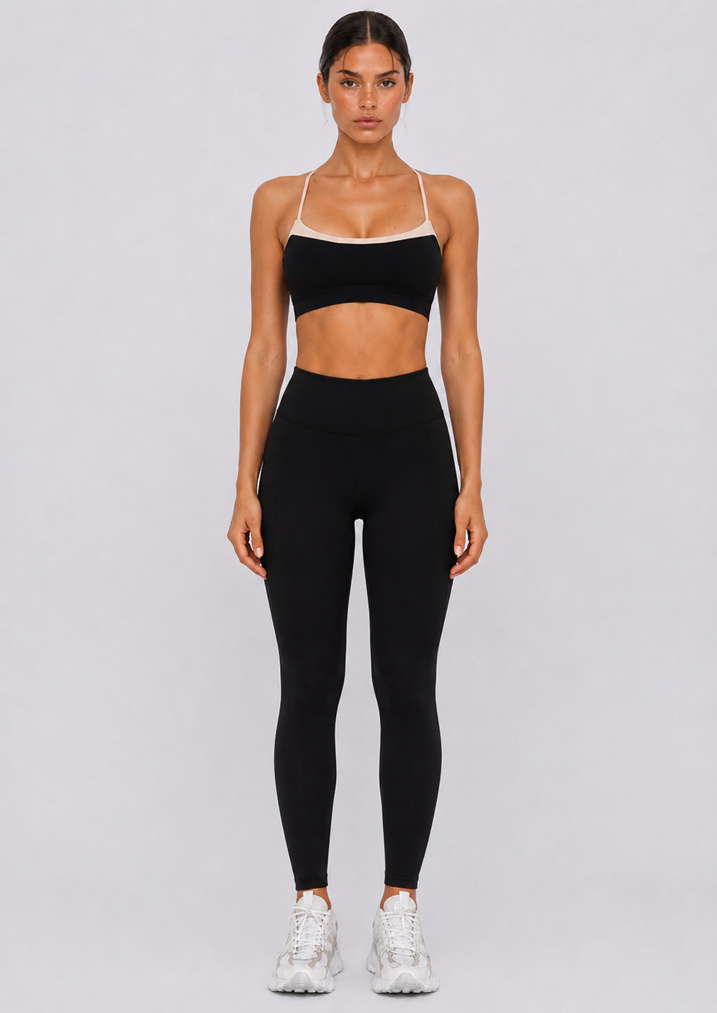 NaluScuplt Contrast Sport Bra | Black