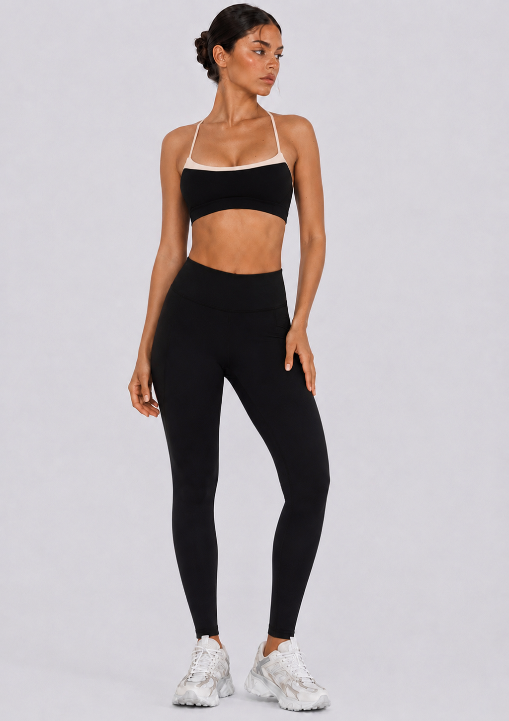 NaluScuplt Contrast Sport Bra | Black
