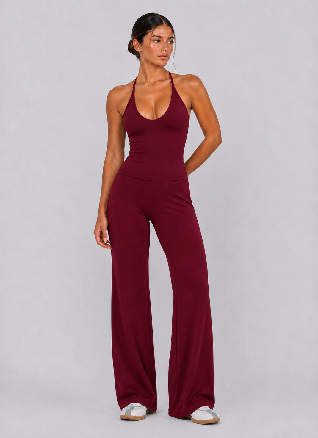 Tyla Halter Tie Tank | Burgundy