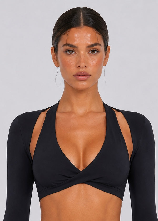 Flow V-Neck Long Sleeves | Black
