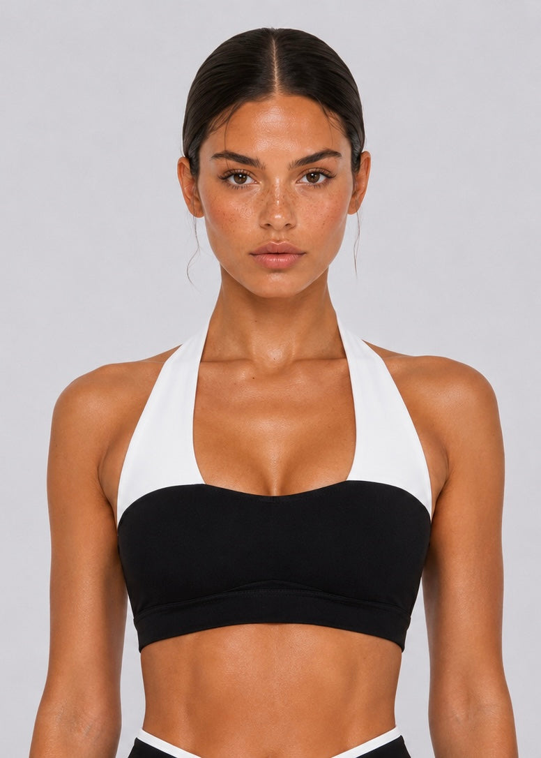 Flow Contrast Sports Bra | Black