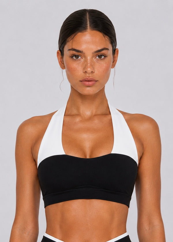 Flow Contrast Sports Bra | Black